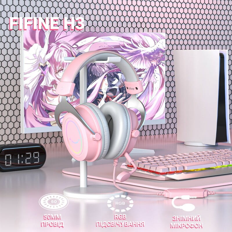 Гарнітура Fifine RGB H3P Pink