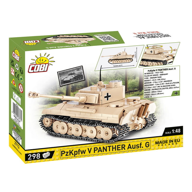 Конструктор COBI Вторая Мировая Война Танк Panzer V Пантера, 298 деталей (COBI-2713)