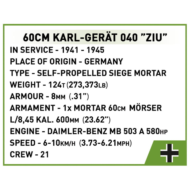 Конструктор COBI Самоходная мортира Карл 1:28, 1574 деталей (COBI-2560)