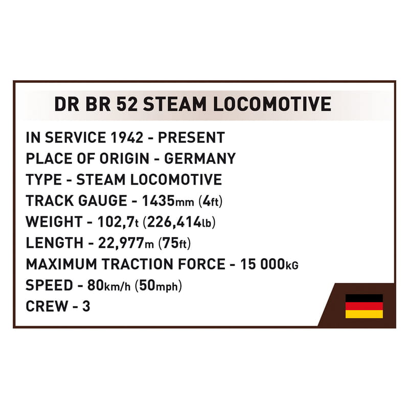 Конструктор COBI Локомотив DR BR Class 52 масштаб 1:35, 2505 деталей (COBI-6282)