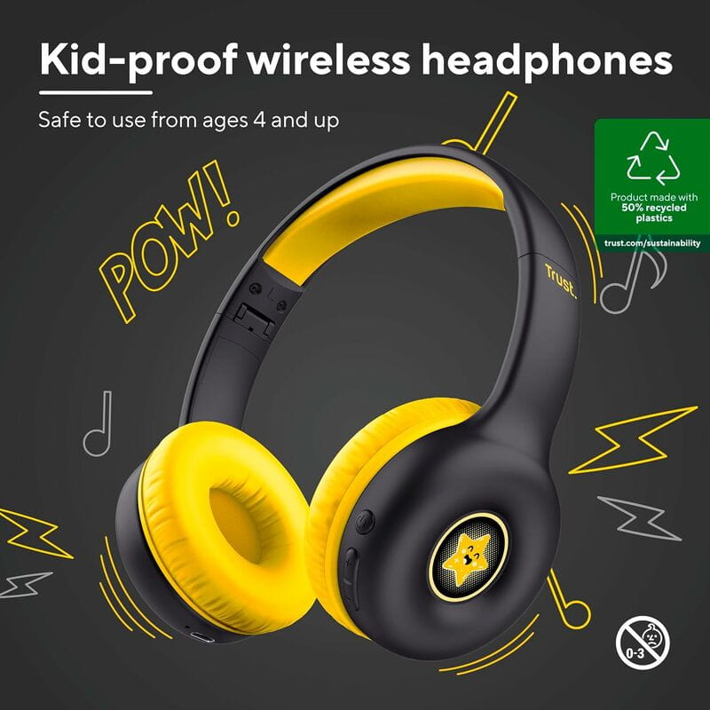 Bluetooth-гарнитура Trust On-ear Nouna Kids, Wireless Pink (25274)