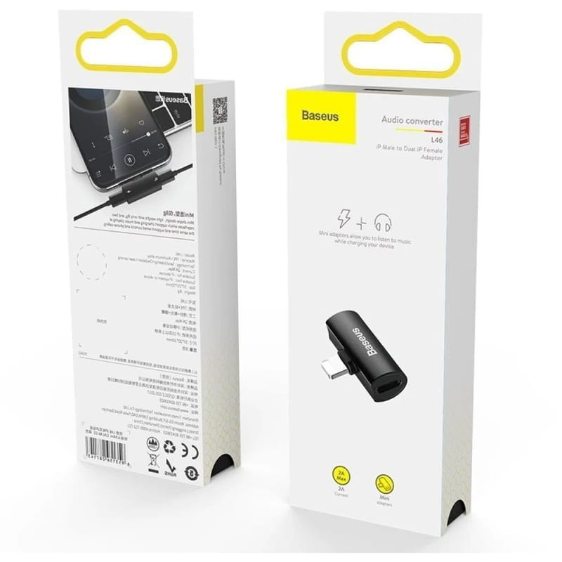Адаптер Baseus Lightning - 2хLightning (M/F) L46 Black (CAL46-01)