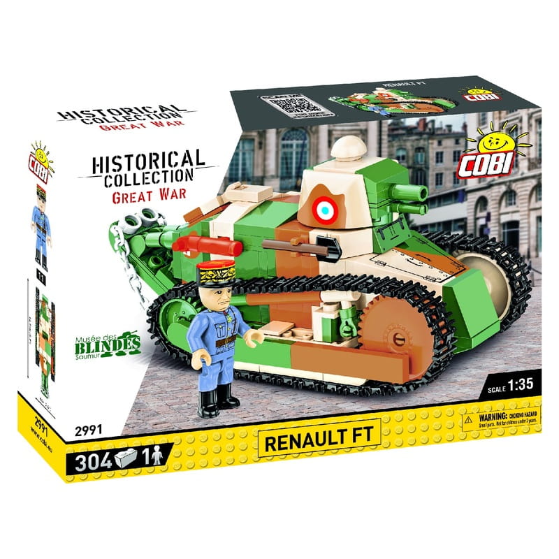 Конструктор COBI Первая Мировая Война Танк Рено FT-17, 304 детали (COBI-2991)