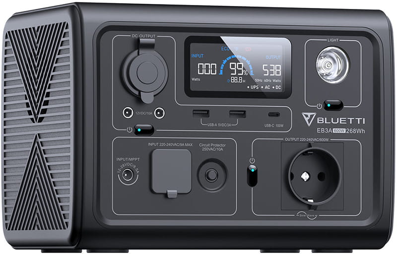 Зарядна станція Bluetti EB3A, 268Wh, 600W, LiFePO4 (P-EB3A-EU-GY-BL-010)