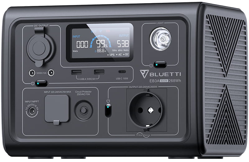 Зарядна станція Bluetti EB3A, 268Wh, 600W, LiFePO4 (P-EB3A-EU-GY-BL-010)