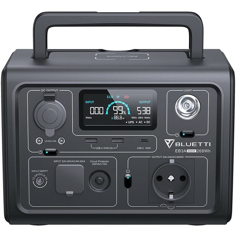 Зарядна станція Bluetti EB3A, 268Wh, 600W, LiFePO4 (P-EB3A-EU-GY-BL-010)