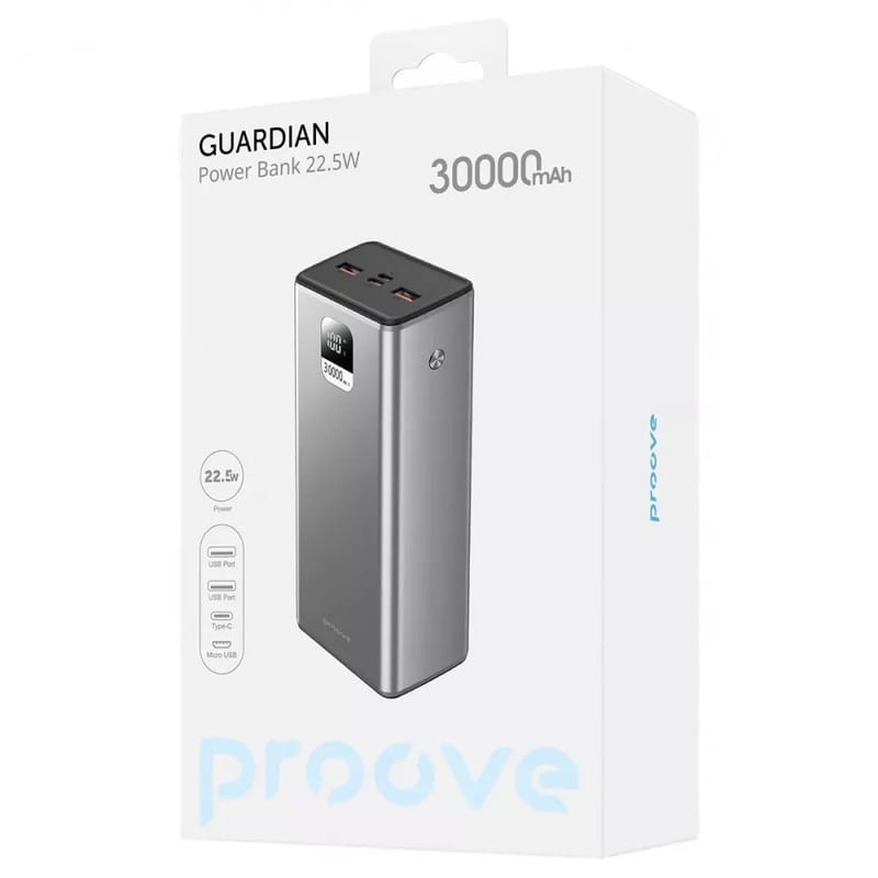 Универсальная мобильная батарея Proove Guardian 22.5W 30000mAh (PBG322210004)