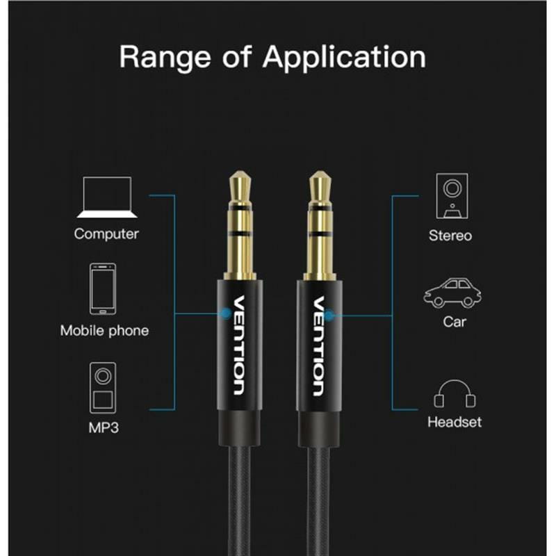 Кабель Vention 3.5 мм - 3.5 мм (M/M), 1 м, Black (BAGBF)