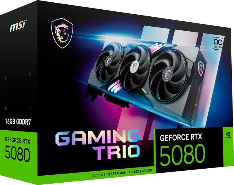 Відеокарта GF RTX 5080 16GB GDDR7 Gaming Trio OC MSI (GeForce RTX 5080 16G GAMING TRIO OC)