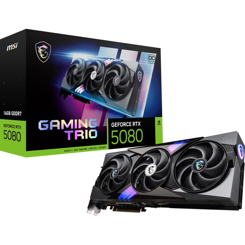 Відеокарта GF RTX 5080 16GB GDDR7 Gaming Trio OC MSI (GeForce RTX 5080 16G GAMING TRIO OC)