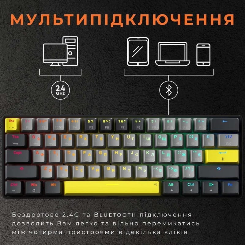 Клавиатура беспроводная GamePro MK130G Pro Outemu Red Switch Hot-Swap RGB Black