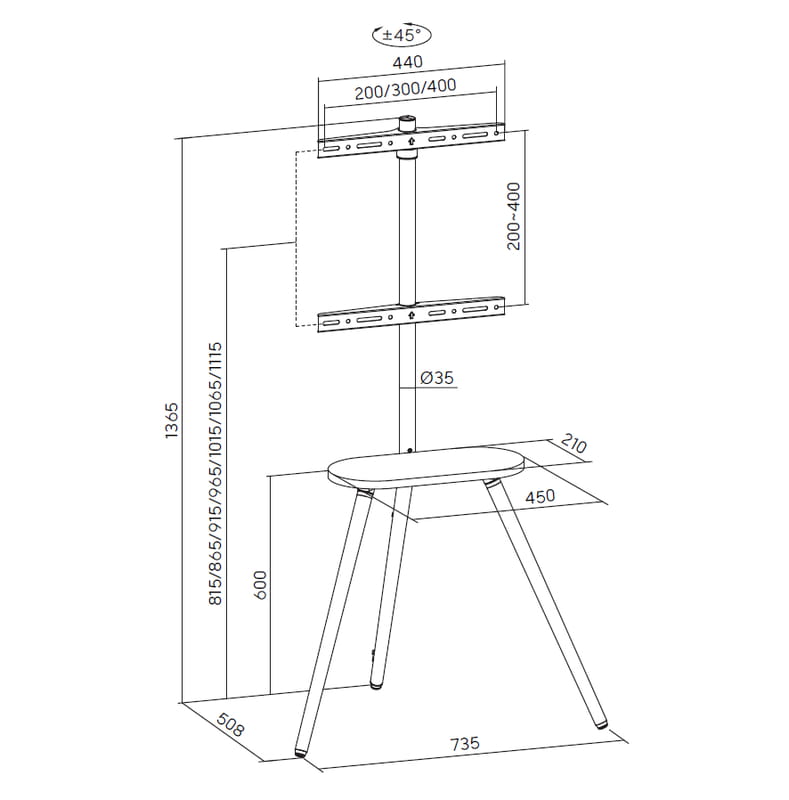 Напольная стойка OfficePro TVS226 (VESA400х400)