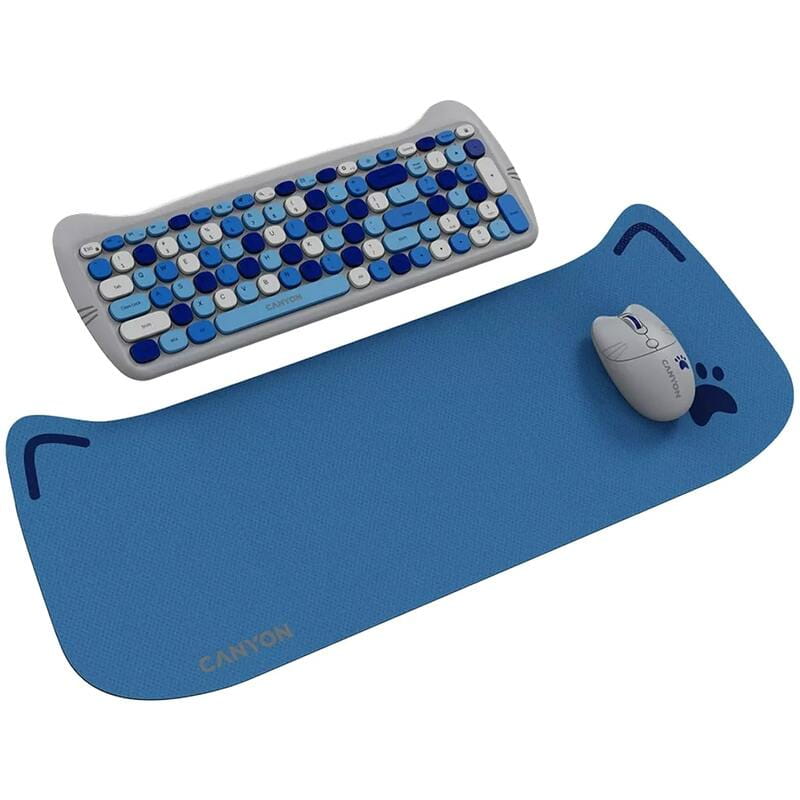 Комплект бездротовий (клавіатура, миша) Canyon HSET-W6 Kitty Edition Blue (CNS-HSETW6BL)