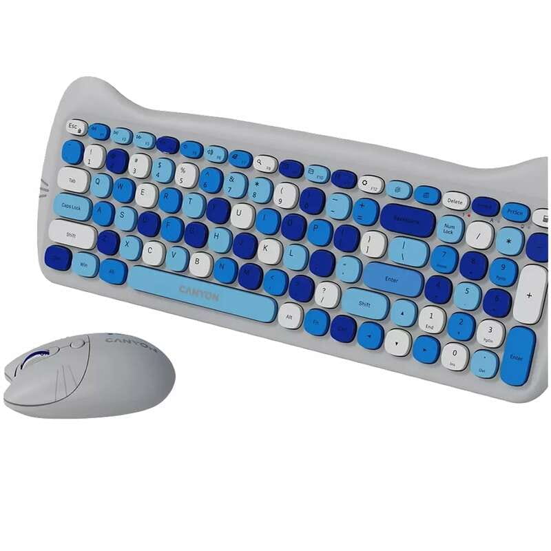 Комплект бездротовий (клавіатура, миша) Canyon HSET-W6 Kitty Edition Blue (CNS-HSETW6BL)