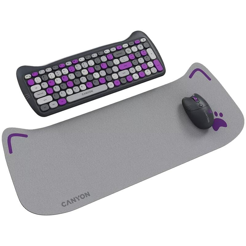 Комплект бездротовий (клавіатура, миша) Canyon HSET-W6 Kitty Edition Violet (CNS-HSETW6VT)