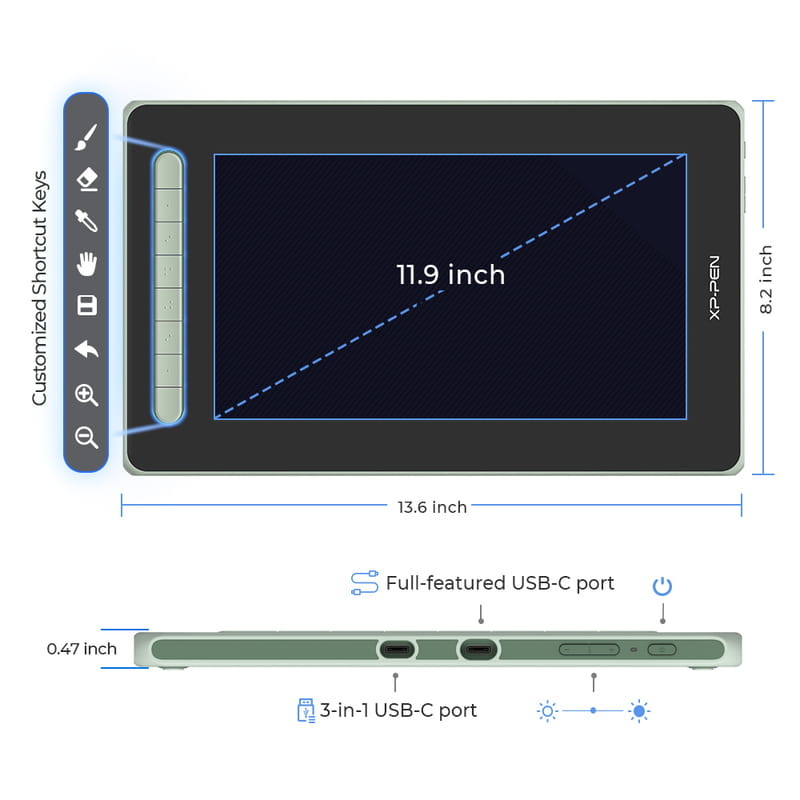 Графический монитор XP-Pen Artist 12 Pen Display (2nd Gen) Green (JPCD120FH_G)