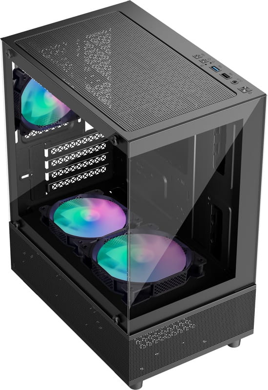 Корпус 1stPlayer Mi2-A-BK-2F7R-1F7 Black без БП
