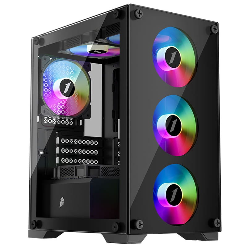 Корпус 1stPlayer X2-M-BK-4F1 Black без БП