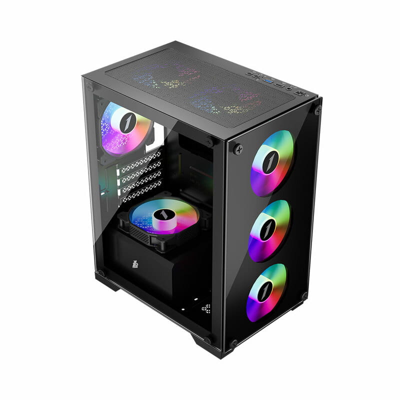 Корпус 1stPlayer X2-M-BK-4F1 Black без БП