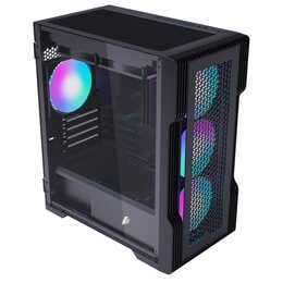 Корпус 1stPlayer T3-BK-4F1 Black без БП