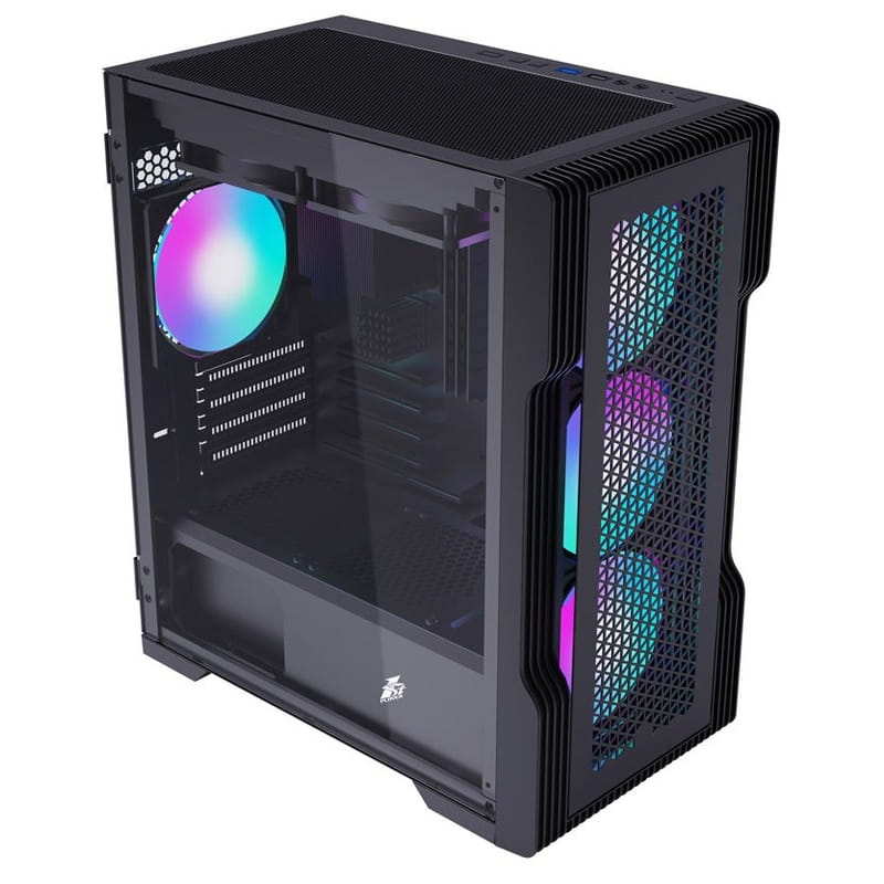 Корпус 1stPlayer T3-BK-4F1 Black без БЖ