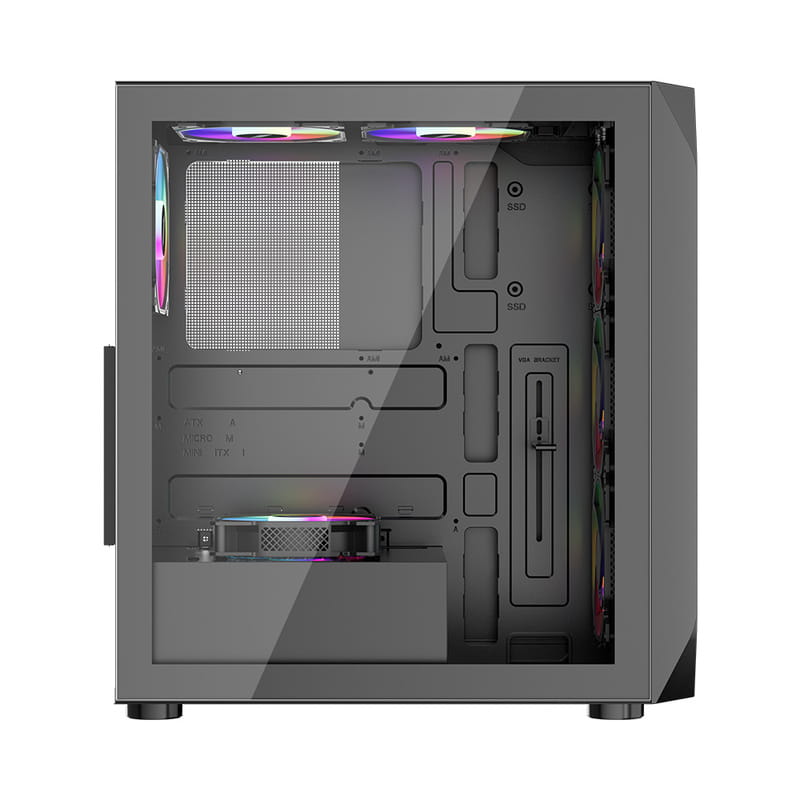 Корпус 1stPlayer AY7-BK-4F1 Black без БЖ