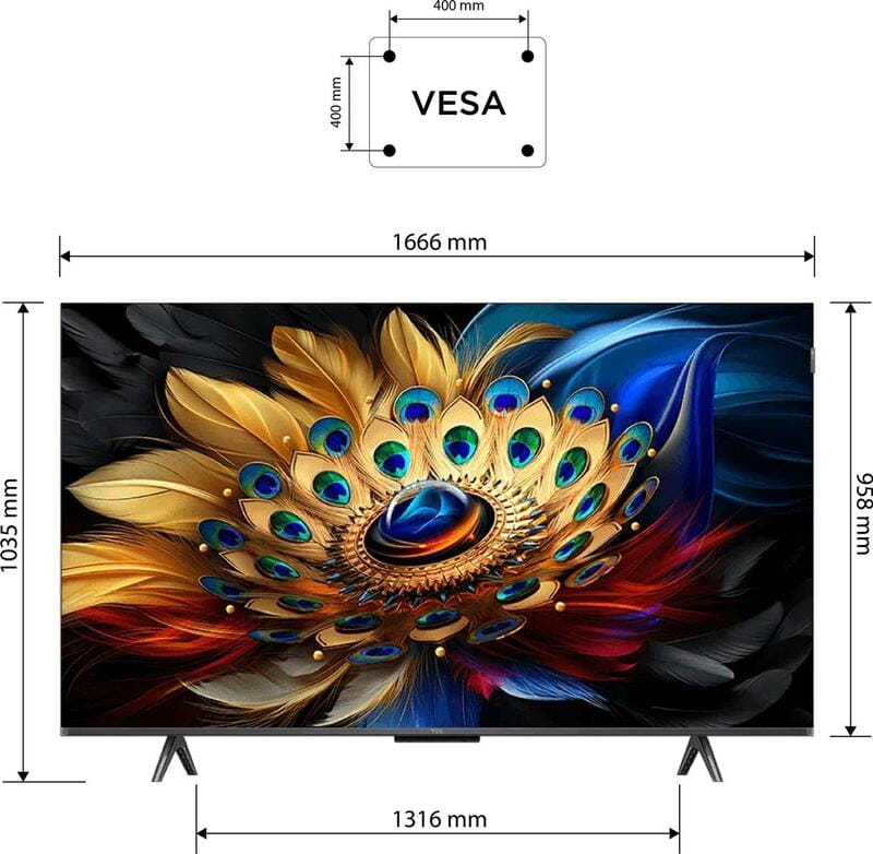 Телевiзор TCL 75C655