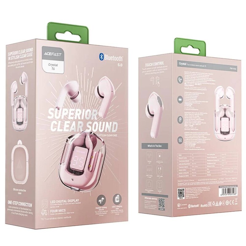 Bluetooth-гарнітура Acefast T6 Pink (6974316281566)
