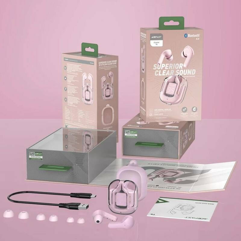 Bluetooth-гарнітура Acefast T6 Pink (6974316281566)