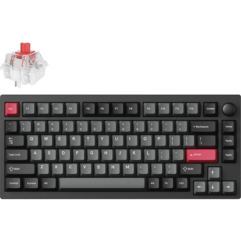 Клавіатура бездротова Lemokey P1 Pro Keychron Super Red Switch UA Carbon Black (P1P-M1-UA)