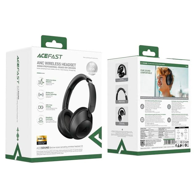 Bluetooth-гарнітура Acefast H3 ANC Black (6974316283485)
