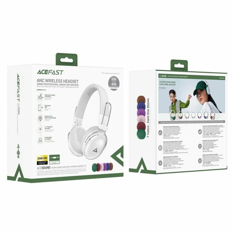 Bluetooth-гарнитура Acefast H7 ANC Pearl White (6974316283560)