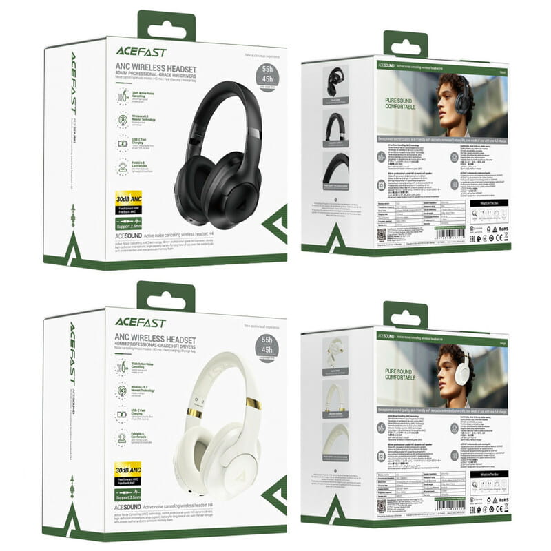 Bluetooth-гарнітура Acefast H4 ANC Black (6974316283515)