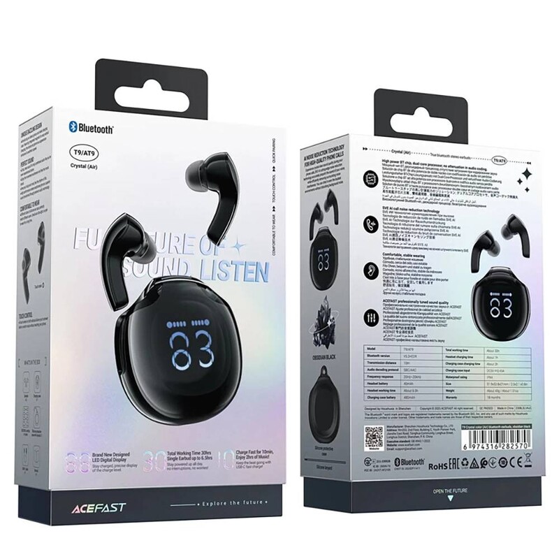 Bluetooth-гарнітура Acefast T9 Black (6974316282570)