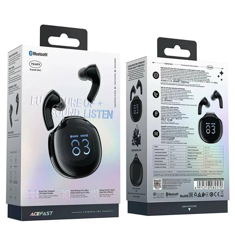 Bluetooth-гарнитура Acefast T9 Black (6974316282570)