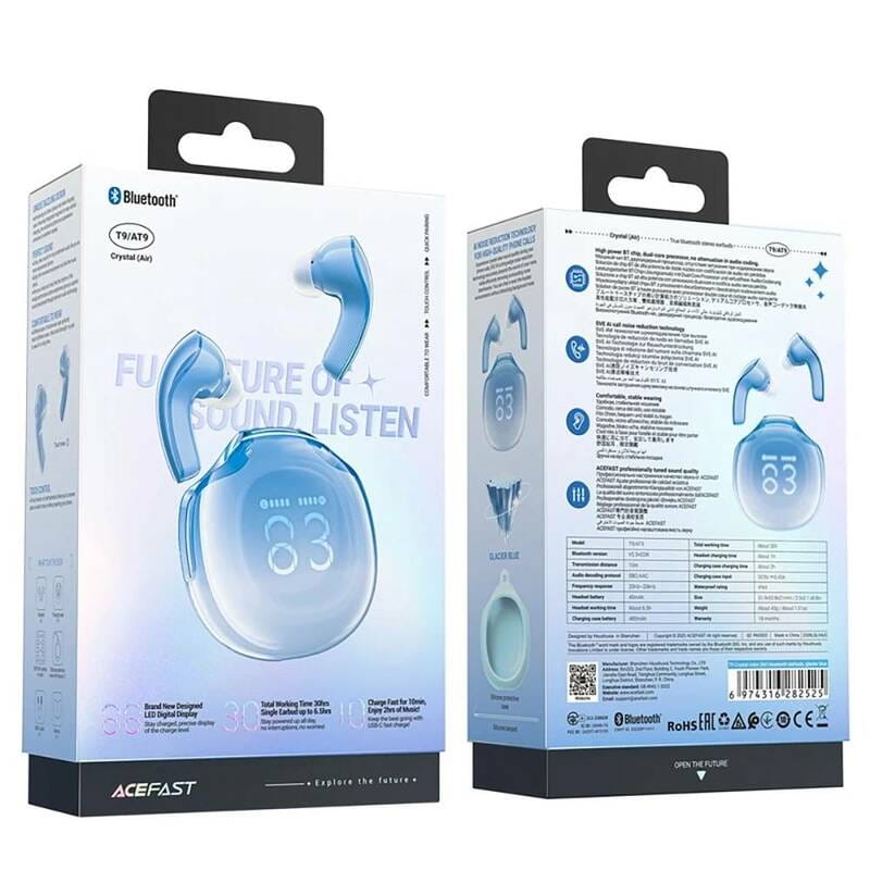 Bluetooth-гарнітура Acefast T9 Blue (6974316282525)