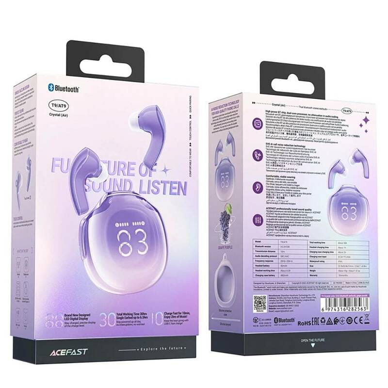 Bluetooth-гарнітура Acefast T9 Purple (6974316282563)