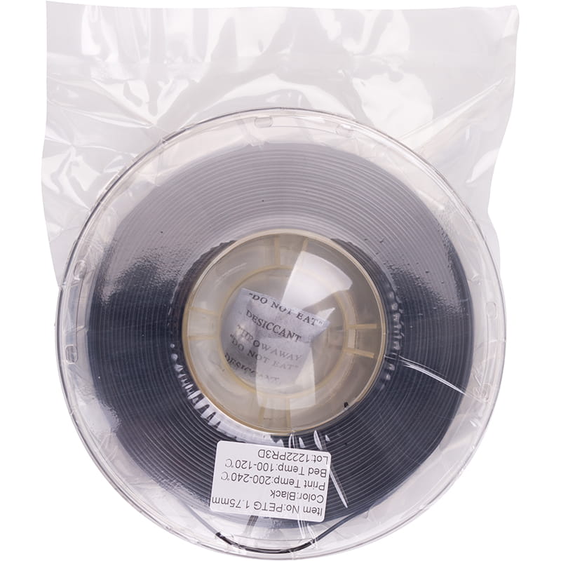 PETG-пластик PowerPlant Filament для 3D-принтера 1.75 мм 1 кг, черный (PT812905)