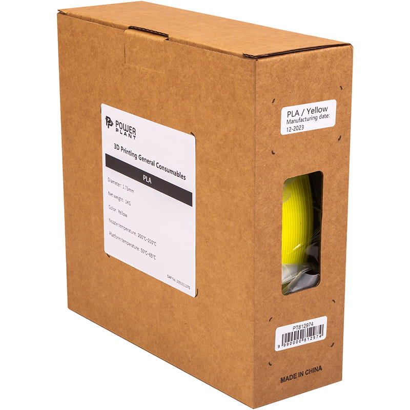 PLA-пластик PowerPlant Filament для 3D-принтера 1.75 мм 1 кг, жовтий (PT812974)