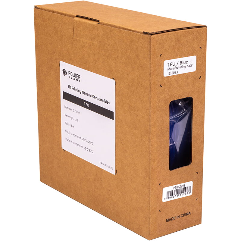 TPU-пластик PowerPlant Filament для 3D-принтера 1.75 мм 1 кг, синій (PT812998)