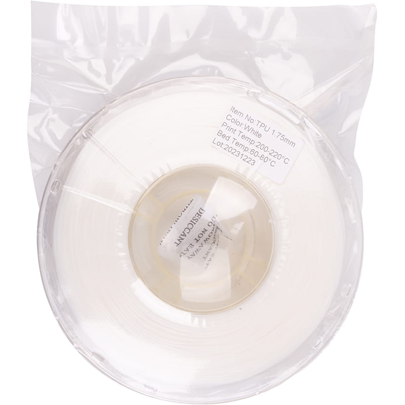TPU-пластик PowerPlant Filament для 3D-принтера 1.75 мм 1 кг, білий (PT813001)