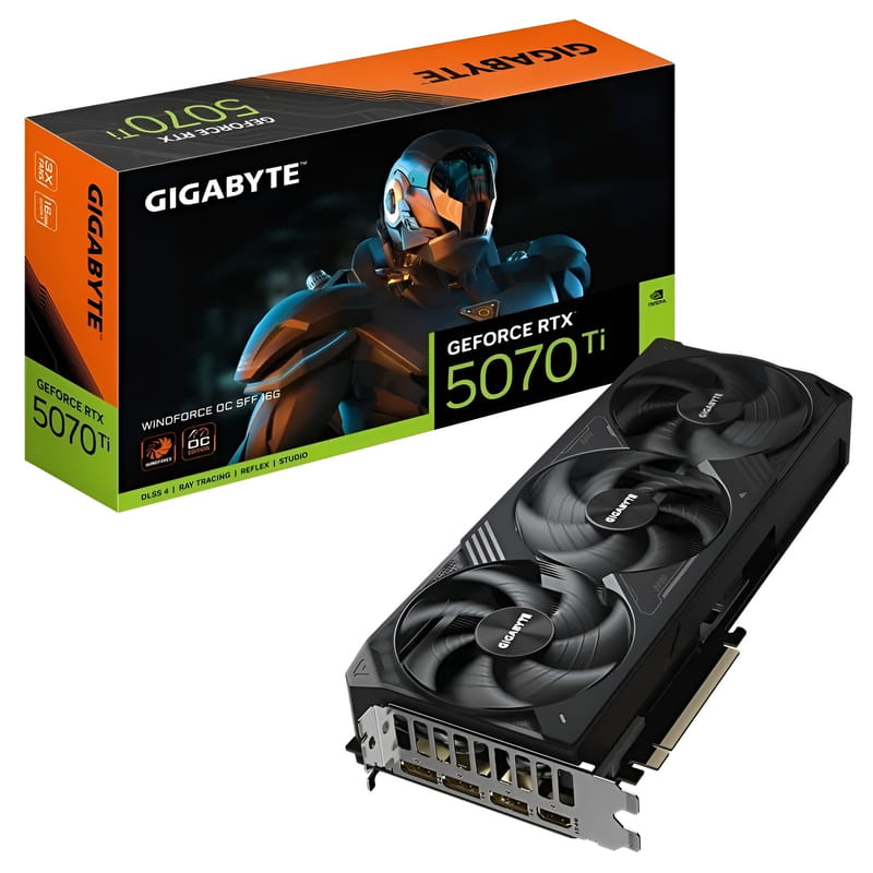 Видеокарта GF RTX 5070 Ti 16GB GDDR7 Windforce OC Gigabyte (GV-N507TWF3OC-16GD)