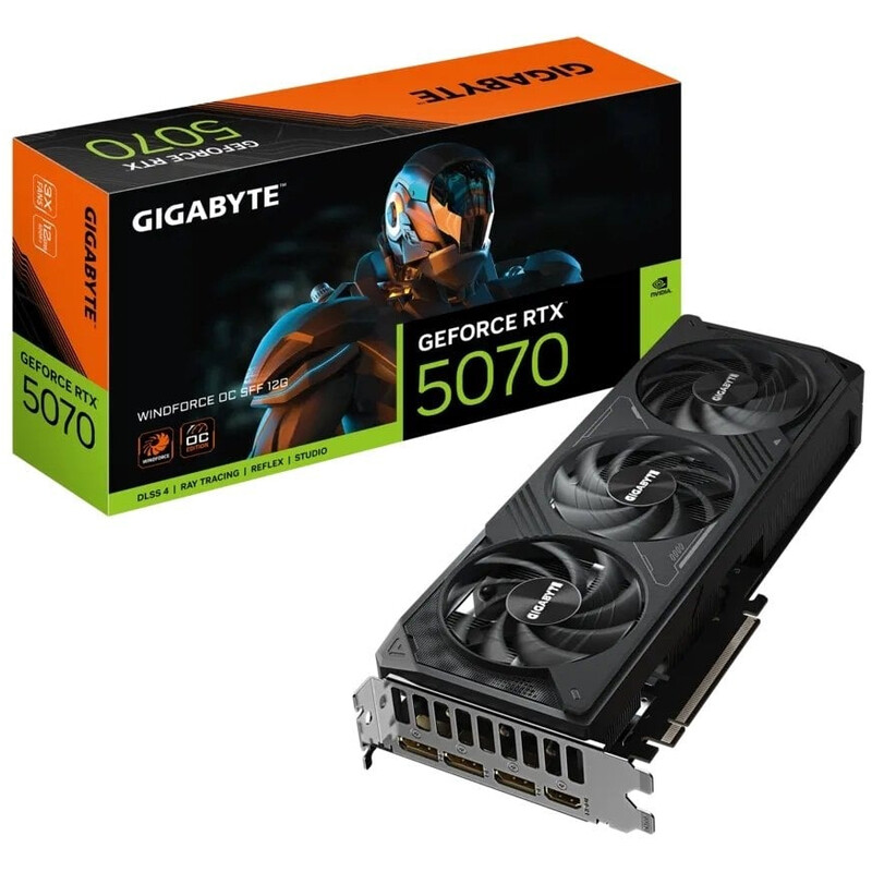 Видеокарта GF RTX 5070 12GB GDDR7 Windforce OC SFF Gigabyte (GV-N5070WF3OC-12GD)