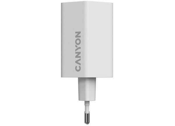 Мережевий зарядний пристрій Canyon Exagon 65 GaN 65W 2xPD 1xQC EU White (CND-CHAHEX65W)
