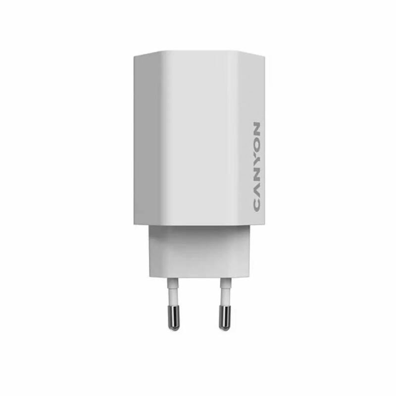 Мережевий зарядний пристрій Canyon Exagon 65 GaN 65W 2xPD 1xQC EU White (CND-CHAHEX65W)