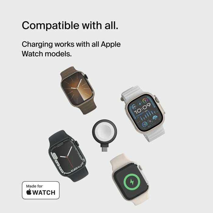 Безпровідний зарядний пристрій Belkin USB-C Apple Watch Charger Black (WIZ022GLBK-B1)