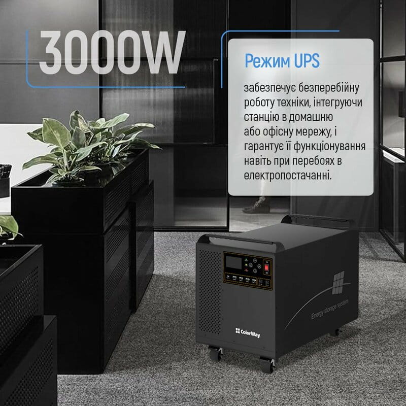 Зарядна станція ColorWay 3000W 3200Wh LiFePO4 (CW-PR-3K3W-01)