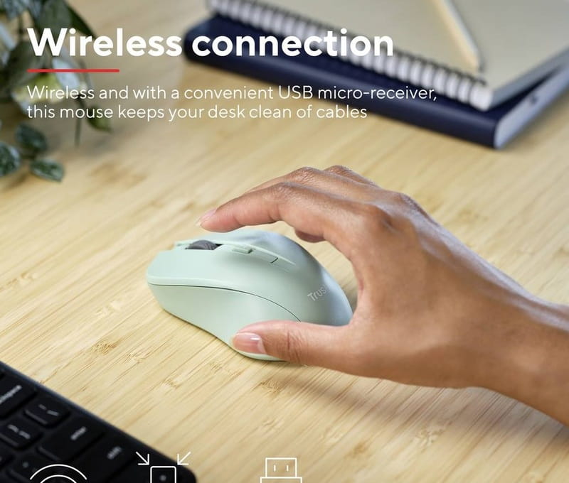 Мышь беспроводная Trust Mydo Silent Wireless Green (25042)