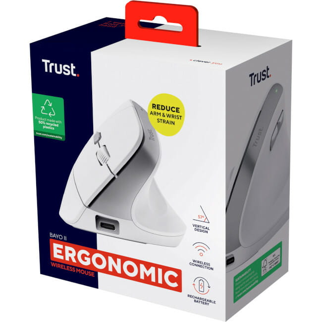 Мышь беспроводная Trust Bayo II Ergonomic White (25398)