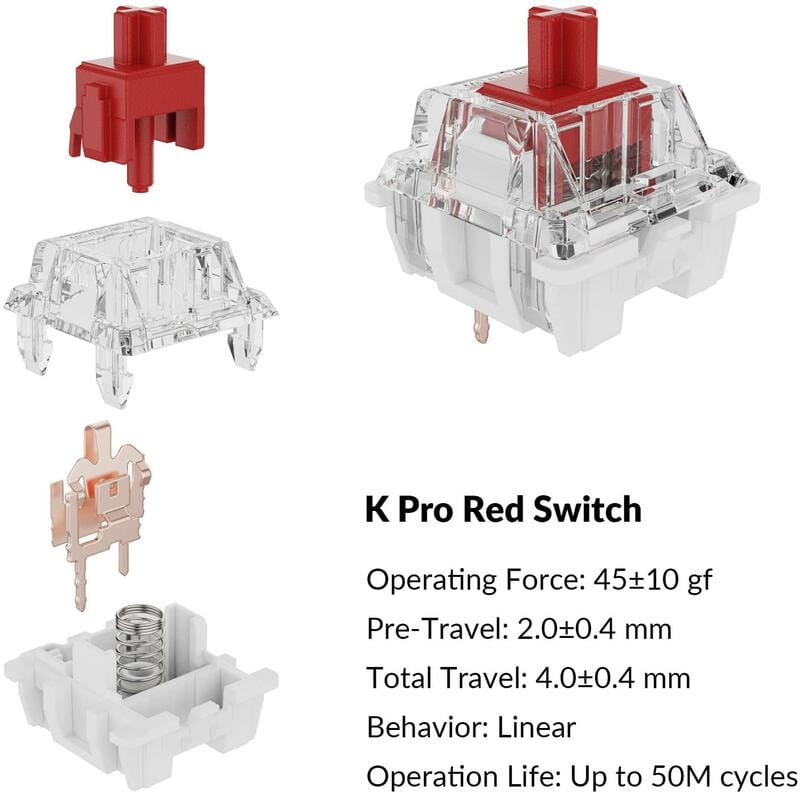 Клавиатура Keychron C1 Pro 87 Key K pro Red Switch White Led Black (C1PK1_KEYCHRON)